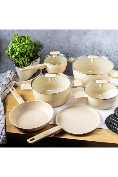 NO BRAND Set de oale Klausberg din aluminiu marmorat, 12 piese.