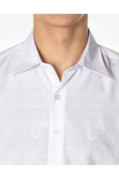 NO BRAND Cămașă formală elegantă, slim, albă, cu mânecă scurtă, pentru bărbaț...