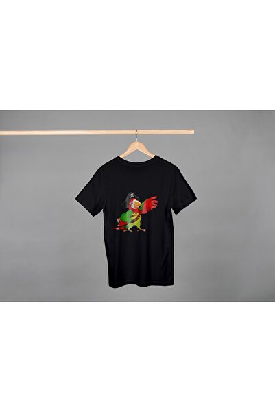 Noname Tricou Unisex Bumbac Premium Casual " Papagal pirat fericit " Inscriptie