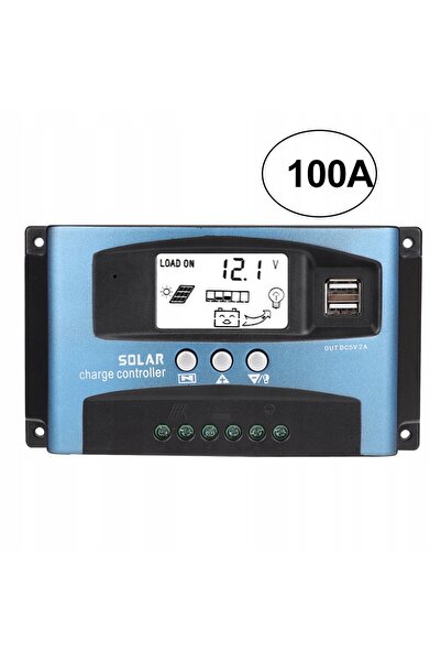 NO BRAND Controler de încărcare solară LCD 12V 24V cu 2x USB, 100A