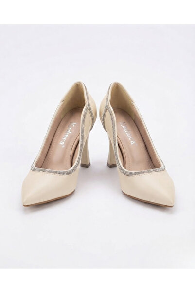 Enes Ayakkabıcılık Women's 8 cm Goblet Heel Stone Stiletto Heeled Shoes