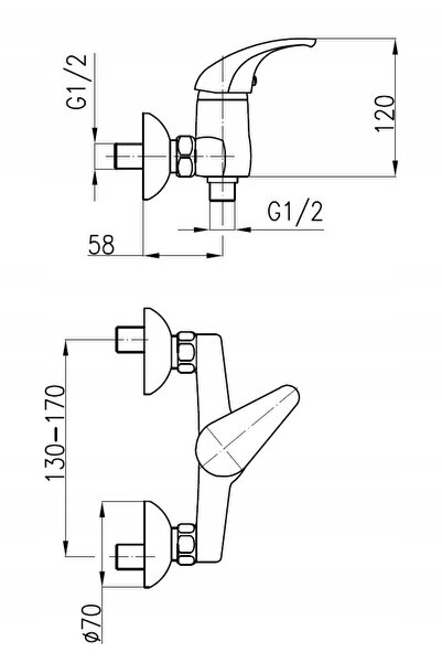 NO BRAND Kfa Baterie cu acumulator, montaj pe perete, bariu cromat
