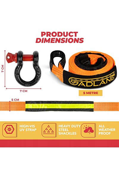 NO BRAND Coardă de tractare 5m, pentru 10 tone, chingă de remorcare