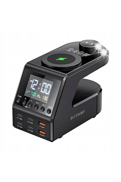 BlitzWolf Ceas deșteptător Bw-Fw10 cu încărcător USB-A USB-C de 240W pentru t...