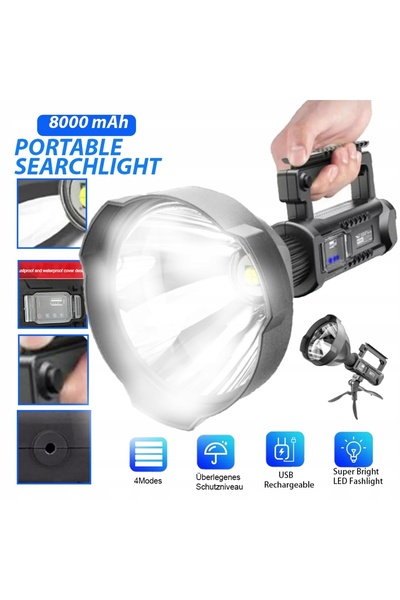 NO BRAND LANTERNĂ cu fascicul larg, cu suport, LED PUTERNIC XHP50, USB
