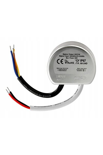 NO BRAND Sursă de alimentare 24V IP67 pentru bandă LED de exterior 2.5A 60W p...
