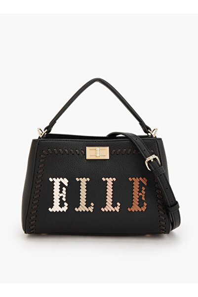 ELLE Logo Textured Tote Bag with Detachable Strap