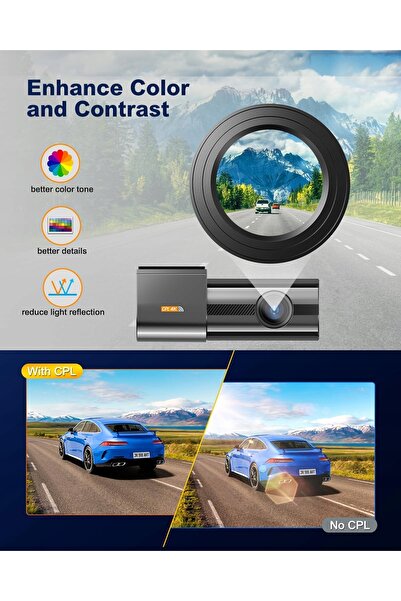 NO BRAND Cameră auto 4K față + spate cu Wi-Fi 5Ghz + Card de 64Gb