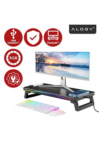 NO BRAND Suport monitor Hub USB pentru laptop Raft USB-C Iluminare RGB