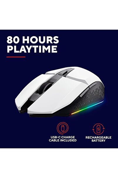 NO BRAND Mouse de gaming wireless 4800 DPI LED 6 butoane alb