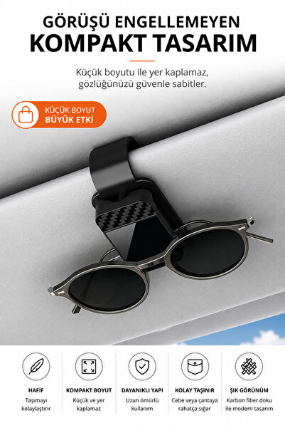 CONOCER Araç Güneşliği Gözlük Tutucu Klipsi Kilitli Tuşlu Premium Gözlük Askı...