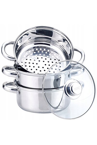 Kinghoff Set de vase pentru gătit la aburi, din oțel, 4 piese, Ø20cm, 3,1l