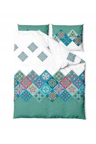 NO BRAND Lenjerie de pat din bumbac 140x200 Verde Diamant cu modele geometrice