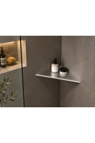 evimetal Aqua 40 cm Delikli 304 Paslanmaz Çelik Köşe Rafı | V2A 1.4301 Banyo ...