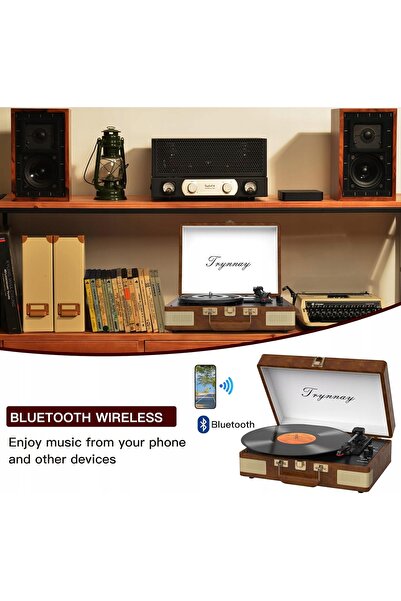 NO BRAND Pick-up pentru discuri de vinil Trynnay R610 Retro Bluetooth cu 3 vi...