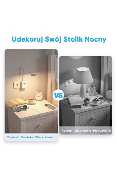 NO BRAND Lampă de perete LED reglabilă, cu alimentare USB, pentru citit, pent...
