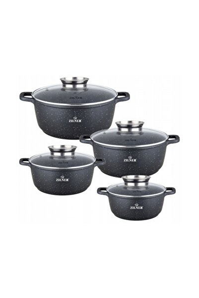 NO BRAND Set vase de gătit din marmură Zilner Zl-7320 8 piese Inducto Gaz Negru