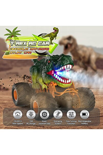 NO BRAND Mașină dinozaur cu telecomandă, Monster Truck pentru copii, Verde