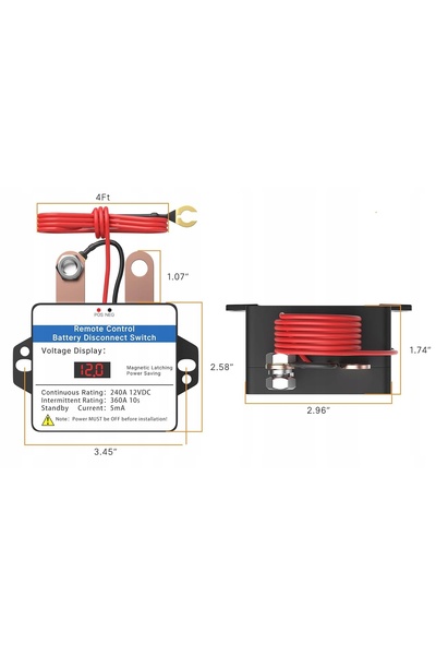 NO BRAND ÎNTRERUPĂTOR DE DESCONECTARE BATERIE AUTO CU TELECOMANDĂ 12V 360A 2 ...