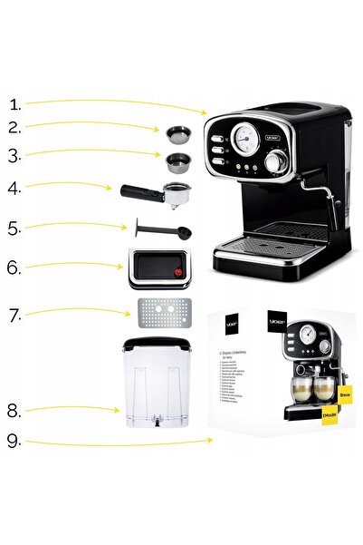 NO BRAND Espressor cu manetă de presiune, puternic, 1100W, 20 bari, 10Kaw + S...