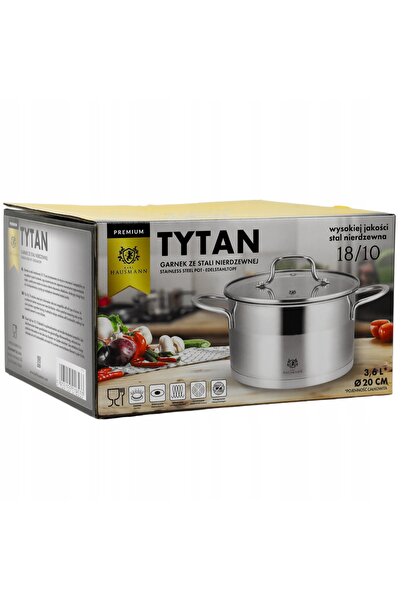 NO BRAND Oală pentru plită cu inducție, din inox 18/10, 3,6L, 20CM, cu capac....