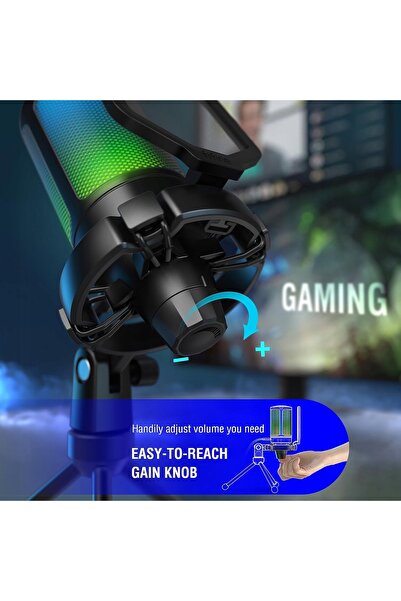 NO BRAND Microfon de gaming USB RGB cardioid pentru streaming