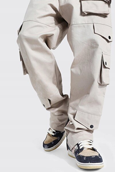 NO BRAND Boohoo 38 Pantaloni cargo bej cu buzunare drepte Boohoo 38