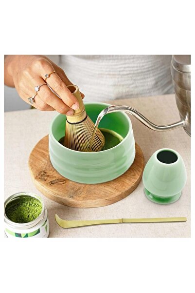 NO BRAND Set Matcha 4-în-1: Ceainic, Tel (Chasen), Linguriță (Chashaku), Suport