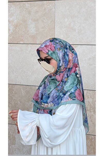 Qalortex Scarf Cotton Gonca Pattern Scarf - Water Green