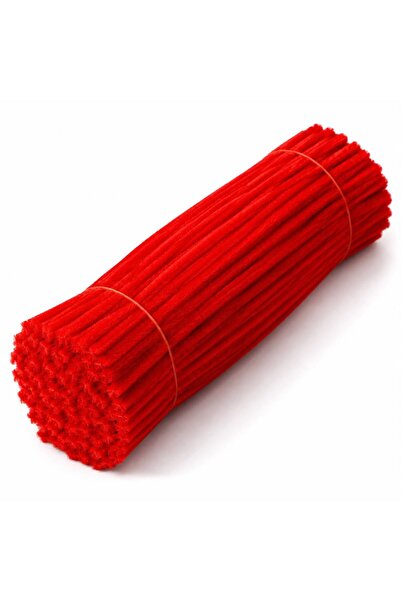 Çınar Çiçekçilik & Malzeme 100 Adet 8mm Kırmızı Şönil 30cm, Tüylü Peluş Kadif...