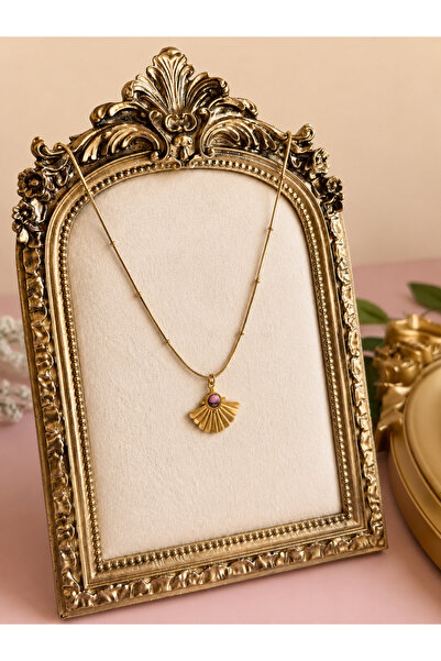 FLAWSOME JEWELRY STORE قلادة من الحجر الطبيعي على شكل صدفة بحرية مقاومة للصدأ