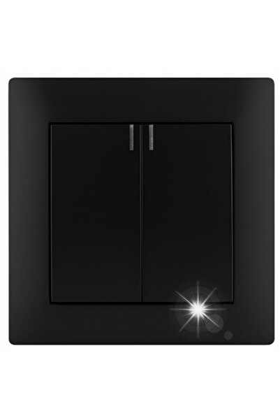 vcx Întrerupător dublu de lumină cu iluminare de fundal, negru, Wesa Lc-04C
