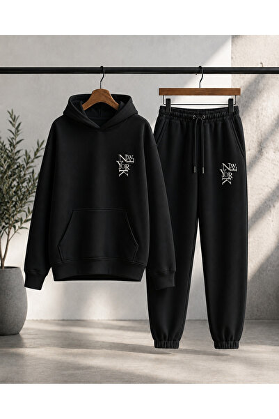 COMANCHERO Unisex Minimal New York Print Winter Top and Bottom Tracksuit Set