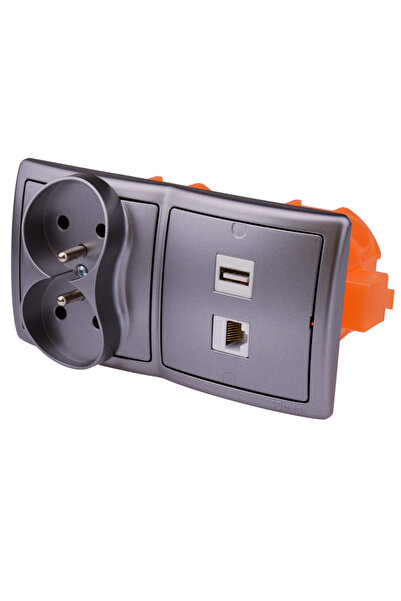 simonk Priză de perete încastrată cu 1 USB și 1 RJ, 230V
