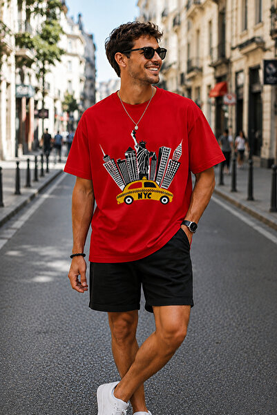 ArtYus Μπλουζάκι New York City με στάμπα Crew Neck Casual Unisex Oversize - Β...