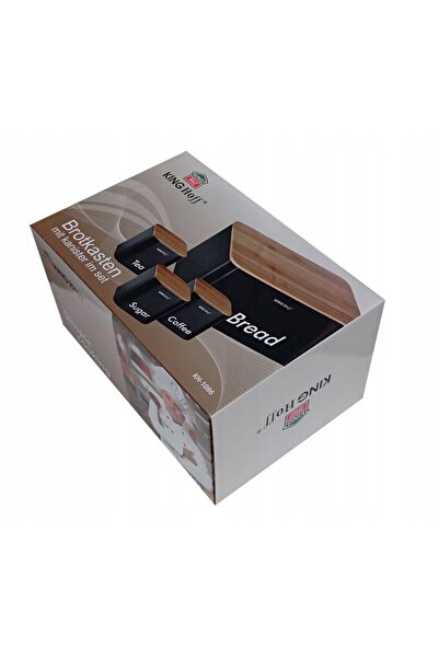 NO BRAND Chlebak cu recipiente, Negru, Oțel - Bamboo Kinghoff