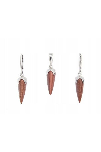 NO BRAND Set de argint cercei+pendant nisip de deșert