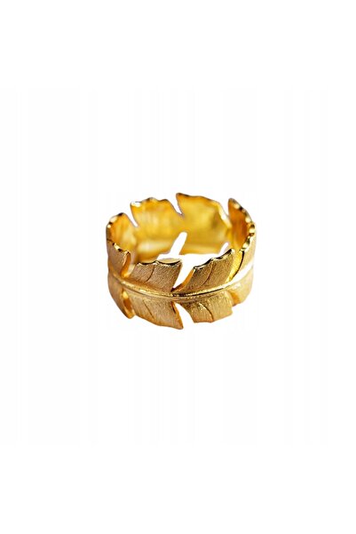 NO BRAND Inel auriu cu frunză, Argint 925, Aur 18k, Mărimea 13