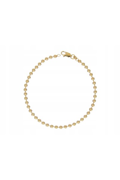 NO BRAND Brățară argintie cu bile, 19 cm, 3 mm, placată cu aur, Italia