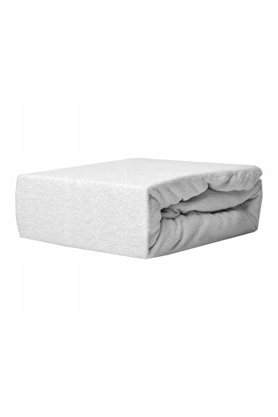 NO BRAND Cearșaf de pat din frotir cu elastic 160x200 alb