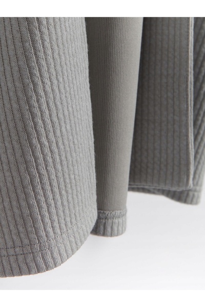 NO BRAND Cardigan lung gri, tip palton, cu dungi, mâneci lungi, manșete cu bu...