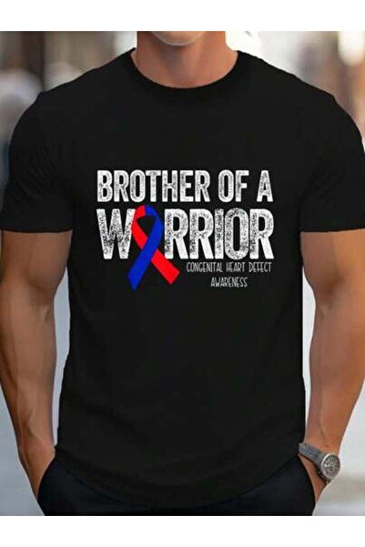 01THEONE تي شيرت قطني 100% بطبعة Brother Of A Warrior CHD Congenital Heart De...