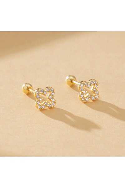 NO BRAND Cercei din argint 925 Sterling, de culoare aurie, cu trifoi cu patru...