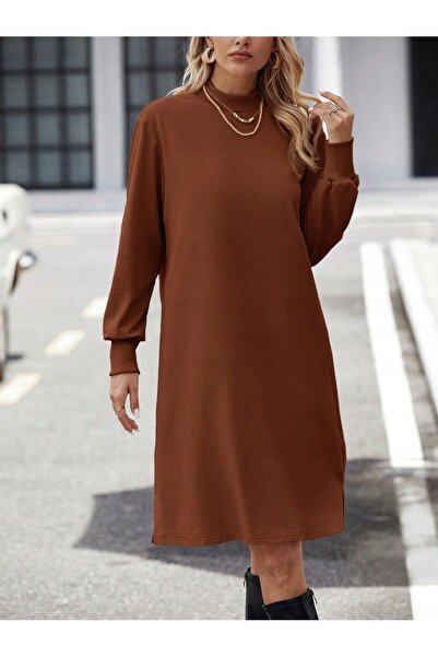 NO BRAND Rochie cu mâneci lungi, portocaliu ruginiu, Shein 38