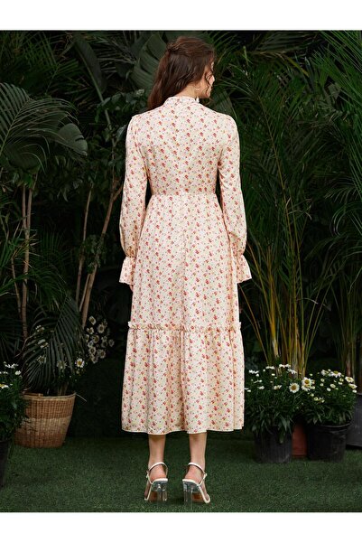 NO BRAND Rochie Maxi Florală cu Volane Lungă Shein 44