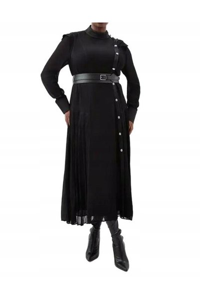 NO BRAND Rochie clasică albă din șifon cu mâneci lungi și nasturi aurii Karen...