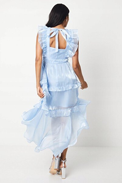 NO BRAND Rochie asimetrică albastră cu volane Coast Cake 40