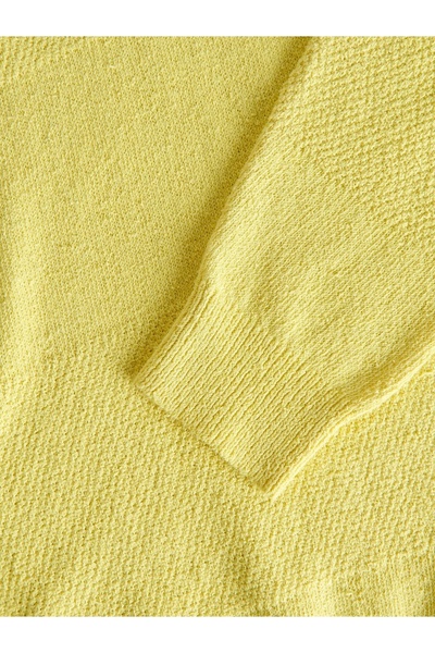 NO BRAND Pulover Cytrynowy cu mâneci lungi, texturat, din amestec de bumbac, ...
