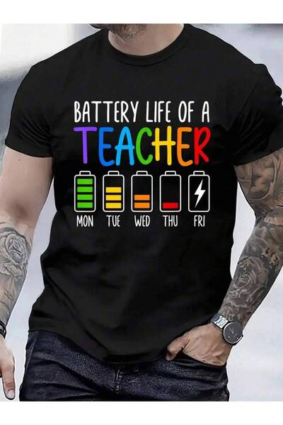 4CR تي شيرت مصنوع من القطن بنسبة 100%، تي شيرت مطبوع عليه عبارة "Life Of A Fu...