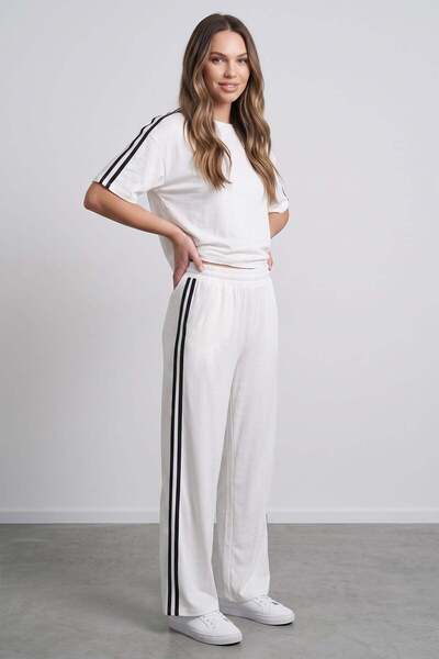Fulla Moda Side Striped Crew Neck Modal 2-Piece Set